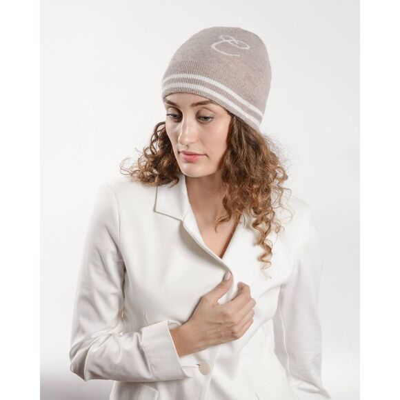 Crown of Edinburgh Cashmere Cashmere BeanieBeige Women Camel Hats - Picture 4 of 6